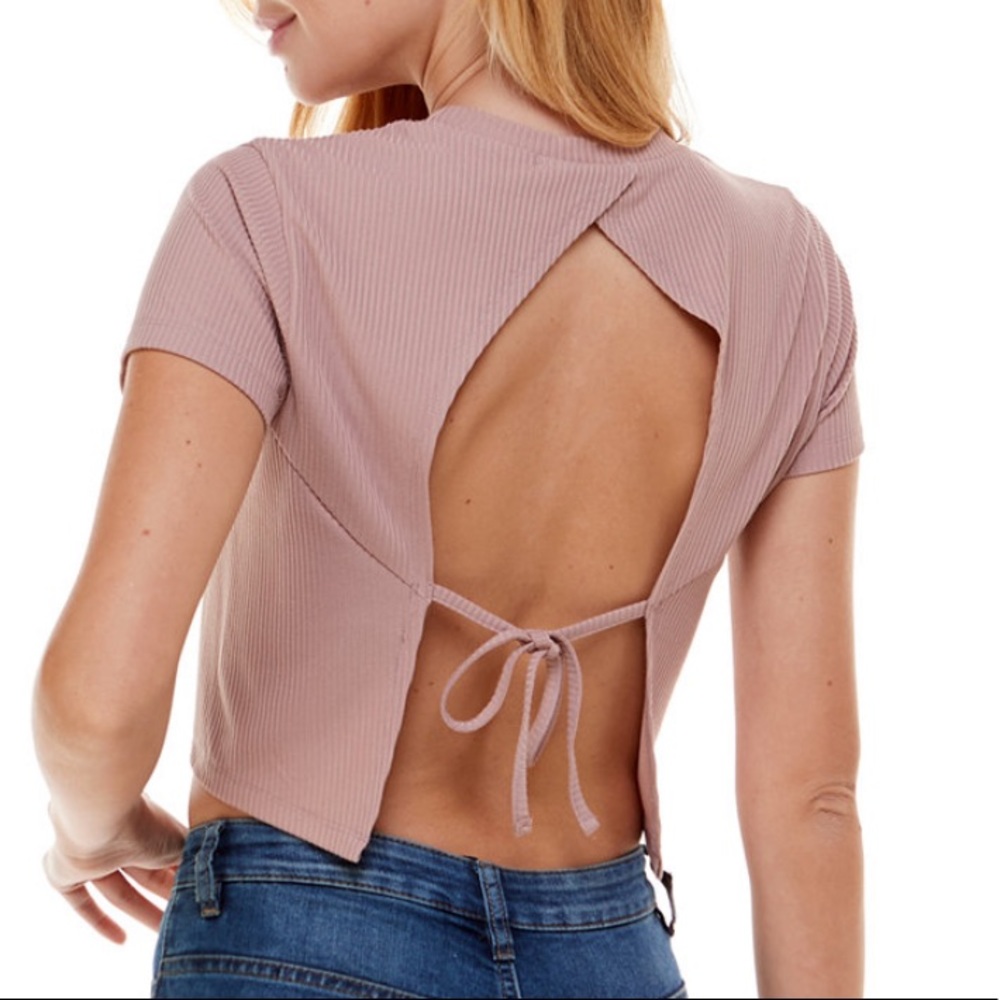 NWT Open Back Crop T